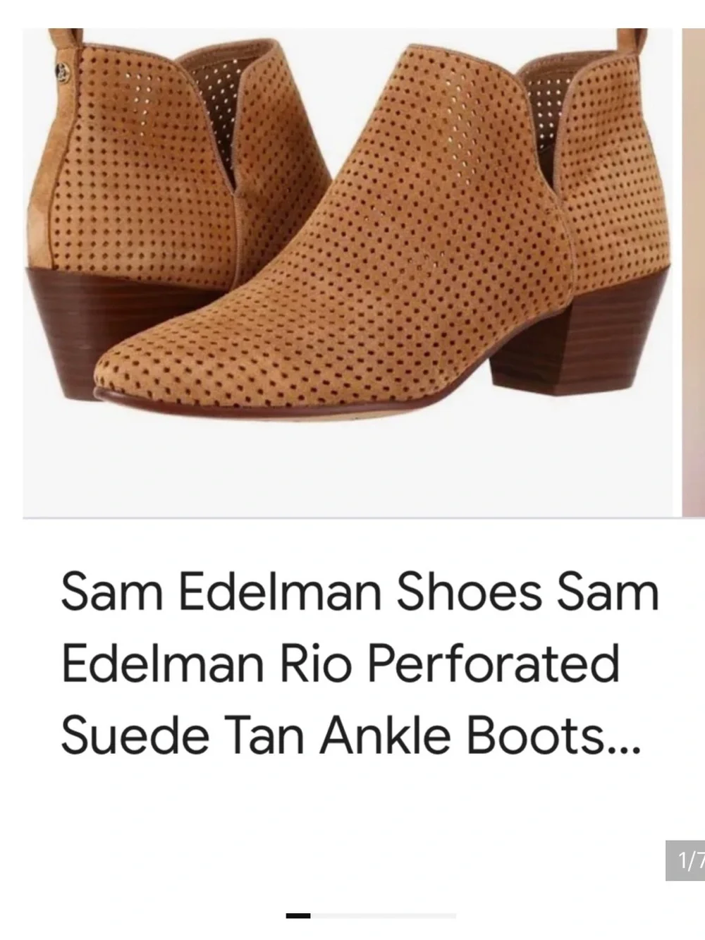 Sam Edelman Perforated Suede Ankle Boots in Camel Tan